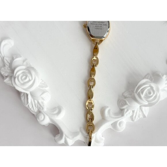 Gold T Oval Bezeled Rhinestone Quartz Vintage Women's Wristwatch - 13mm - WORKS! - Picture 8 of 10